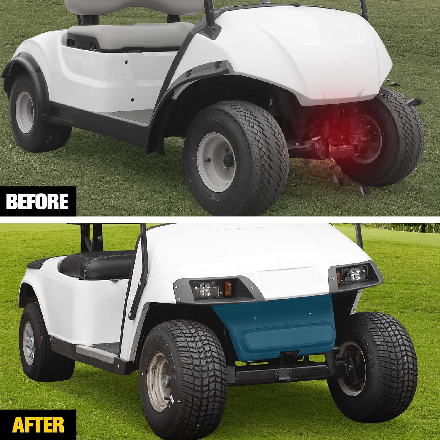 Combined Front Shield for EZGO TXT Golf Cart Accessories, ABS Plastic Front Fascia, Shock Shield Cover Bumper Guard Compatible with EZGO TXT, Replaces #27166G01, 27166G02, 27166G04
