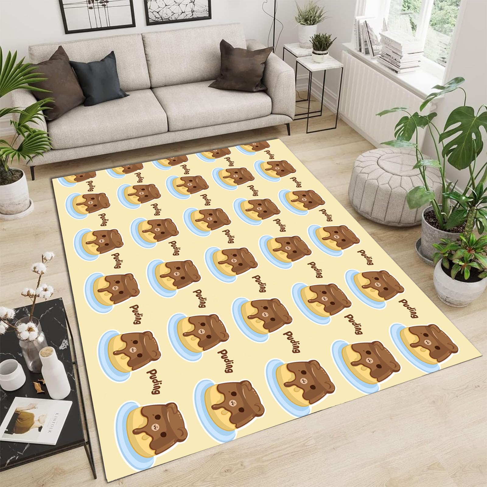 Grand tapis motif de pudding crème salon chambre lavable