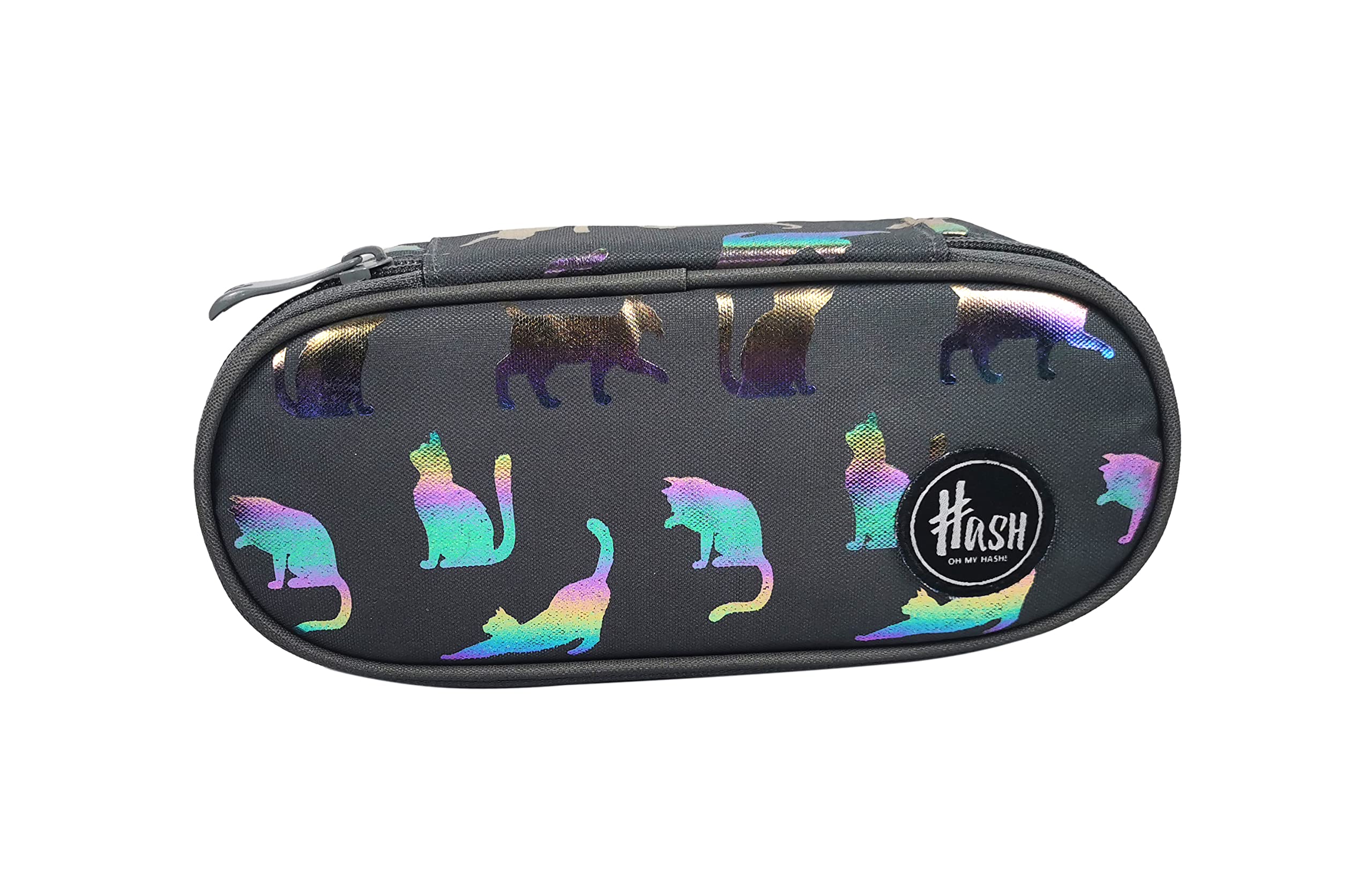 HASHAC6 Holo Effect Pencil Case Ultraviolet Cats, Purple, Casual, Purple, Casual