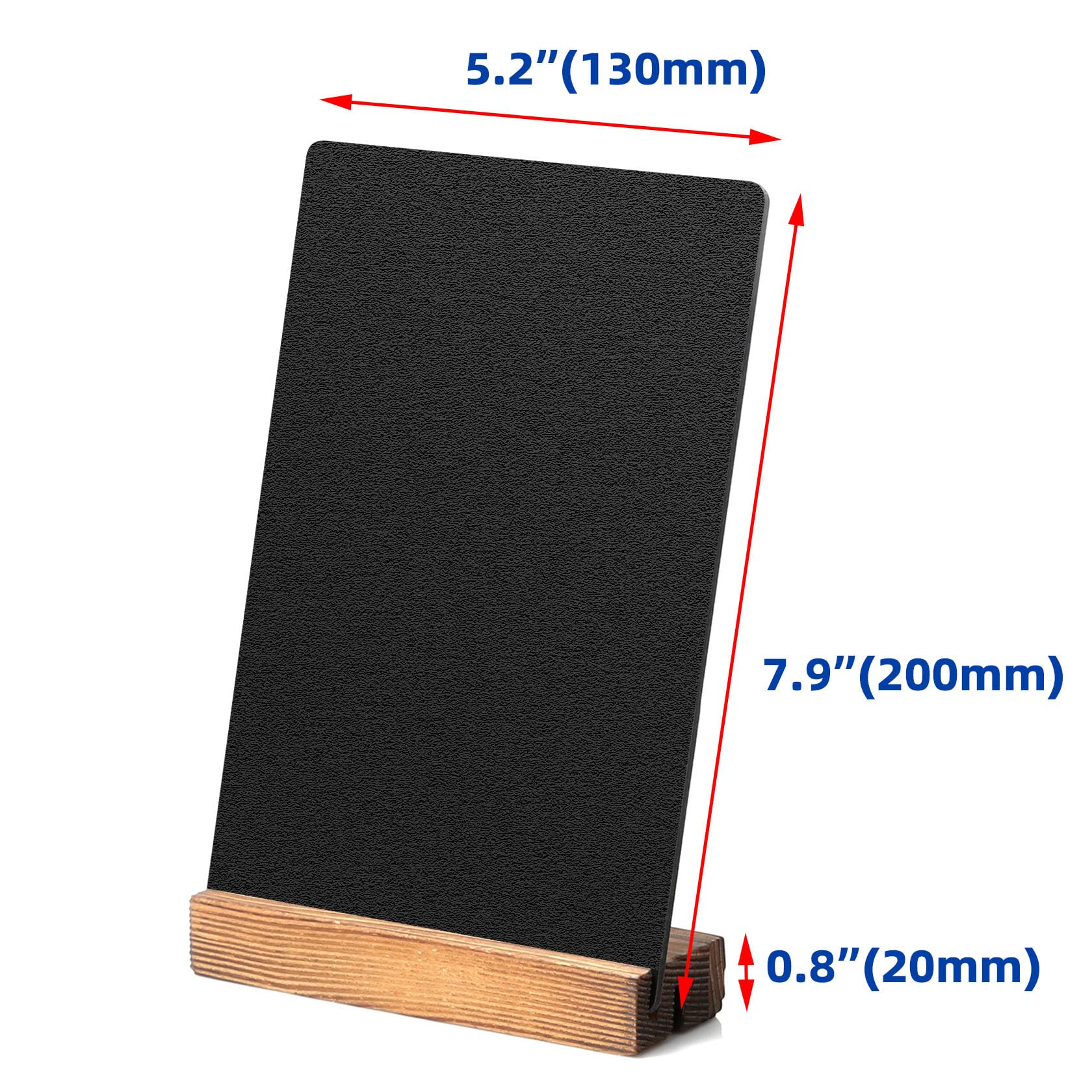Letrero de pizarra de escritorio con base de madera, pequeño (paquete de 3, 7.9 x 5.1)