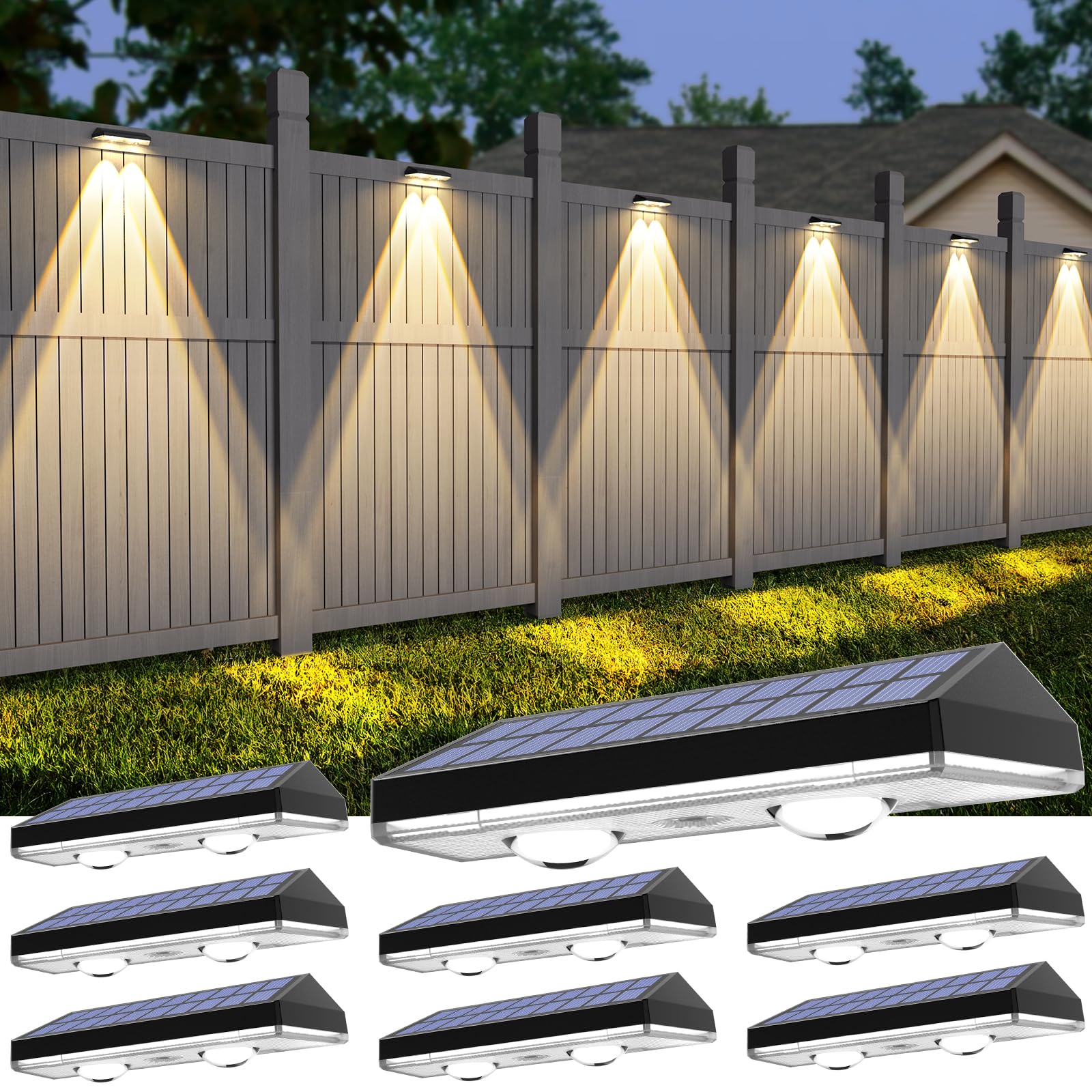 UGDLUCK Solar Fence Lights,8 Colors Modes Bright Lens LED Dusk to Dawn Deck Light Outdoor Waterproof, Solar Outdoor Lights for Backyard/Railing/Wall/Step/Patio/Pool (16Pack)