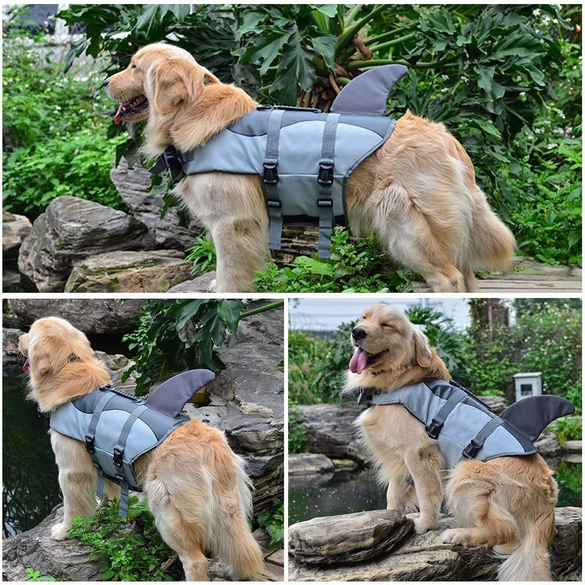 Giubbotto di salvataggio per cani squalo con manico taglia regolabile M