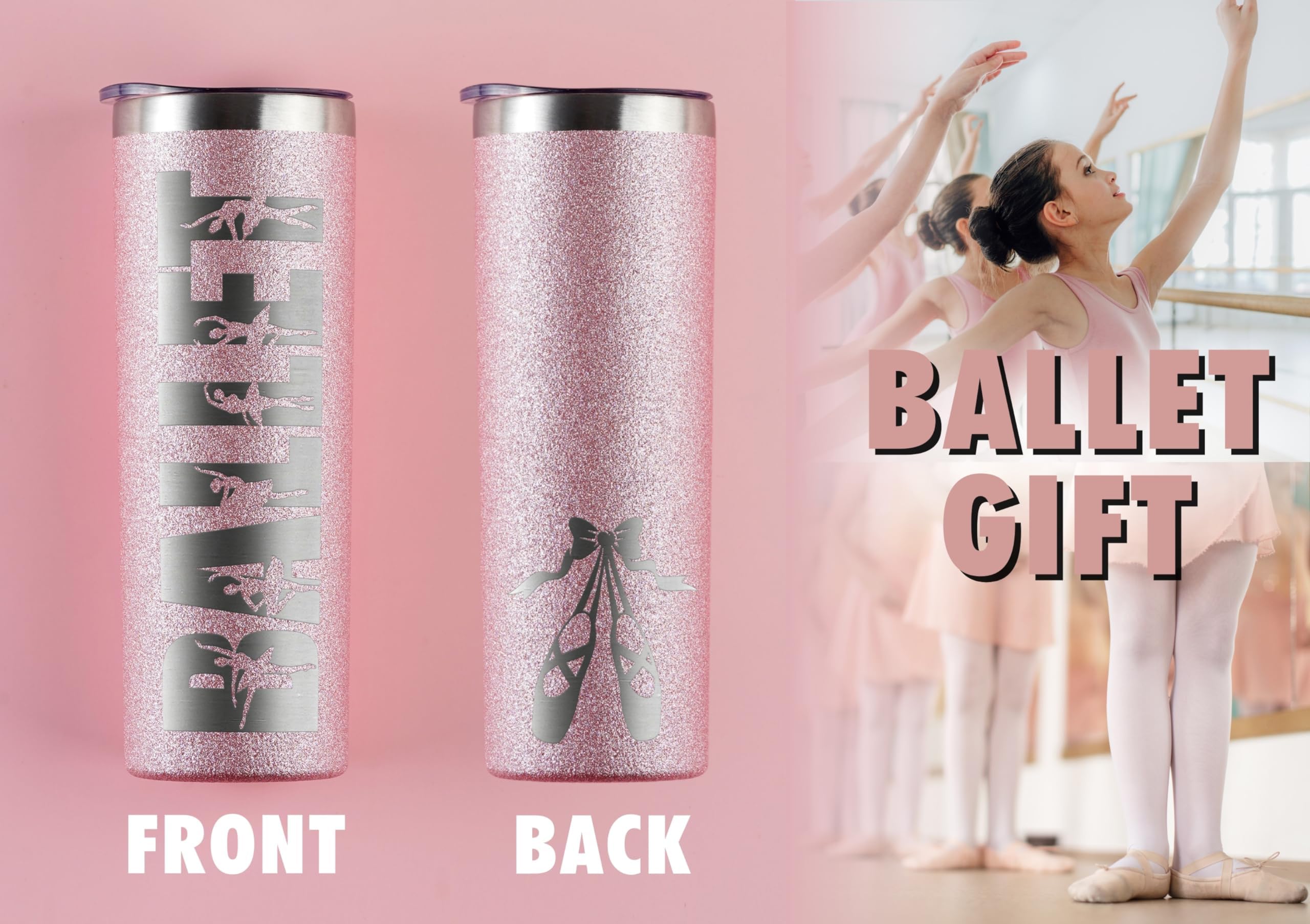 Onebttl Edelstahl-Trinkbecher 590 Ml – Doppelwandig, Vakuumisoliert, Mit Deckel, Strohhalm & Bürste, Tanz-Motiv Für Ballerinas & Lehrer