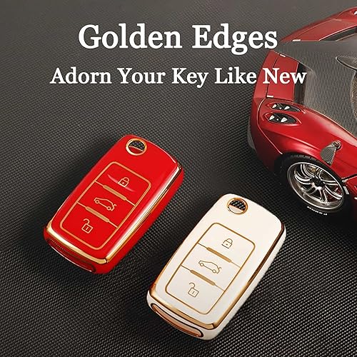 Miniatura 3 de RYE Funda para llavero VW Volkswagen, funda de TPU suave, protección completa para VW Jetta Beetle Tiguan Passat Golf MK6 Polo de 3 botones, color