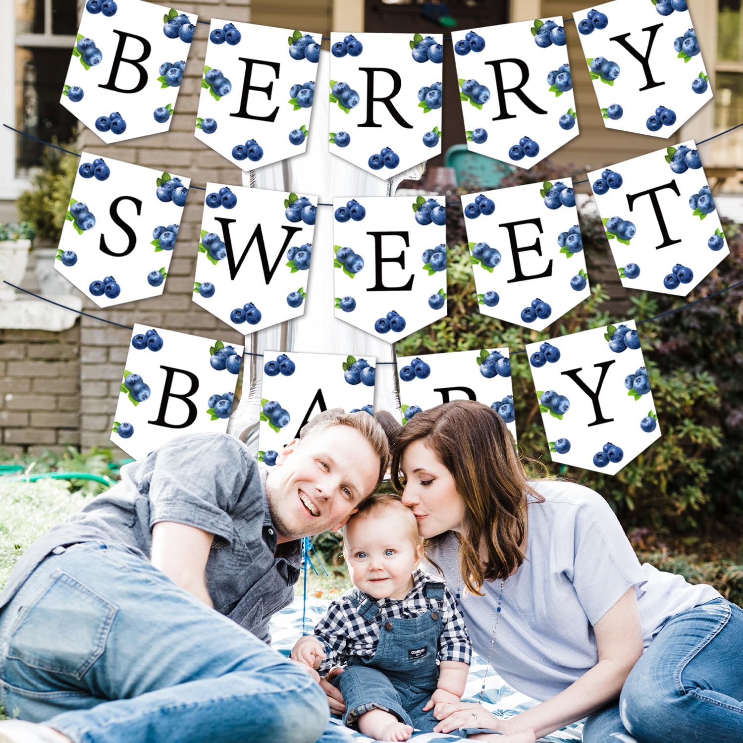 Sursurprise Blaubeer-Banner Für Babyparty – 3 Stück, Je 12,7x14,5 Cm, Fertig Montiert, Karton