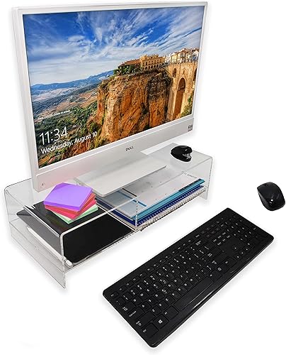 N'icePackaging 1 cantidad  5.5 pulgadas de alto  0.197 in de vidrio acrílico elevado monitor de computadora soporte con divisor  para