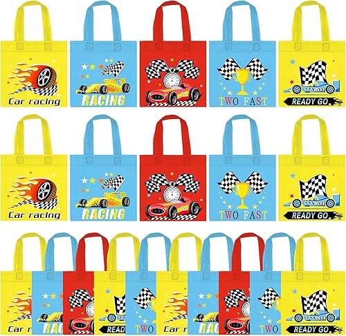 BANBALLON 20 bolsas de regalo de fiesta de coches de carreras, no tejidas, bolsas de regalo para niños, fiestas de cumpleaños, fiestas temáticas,