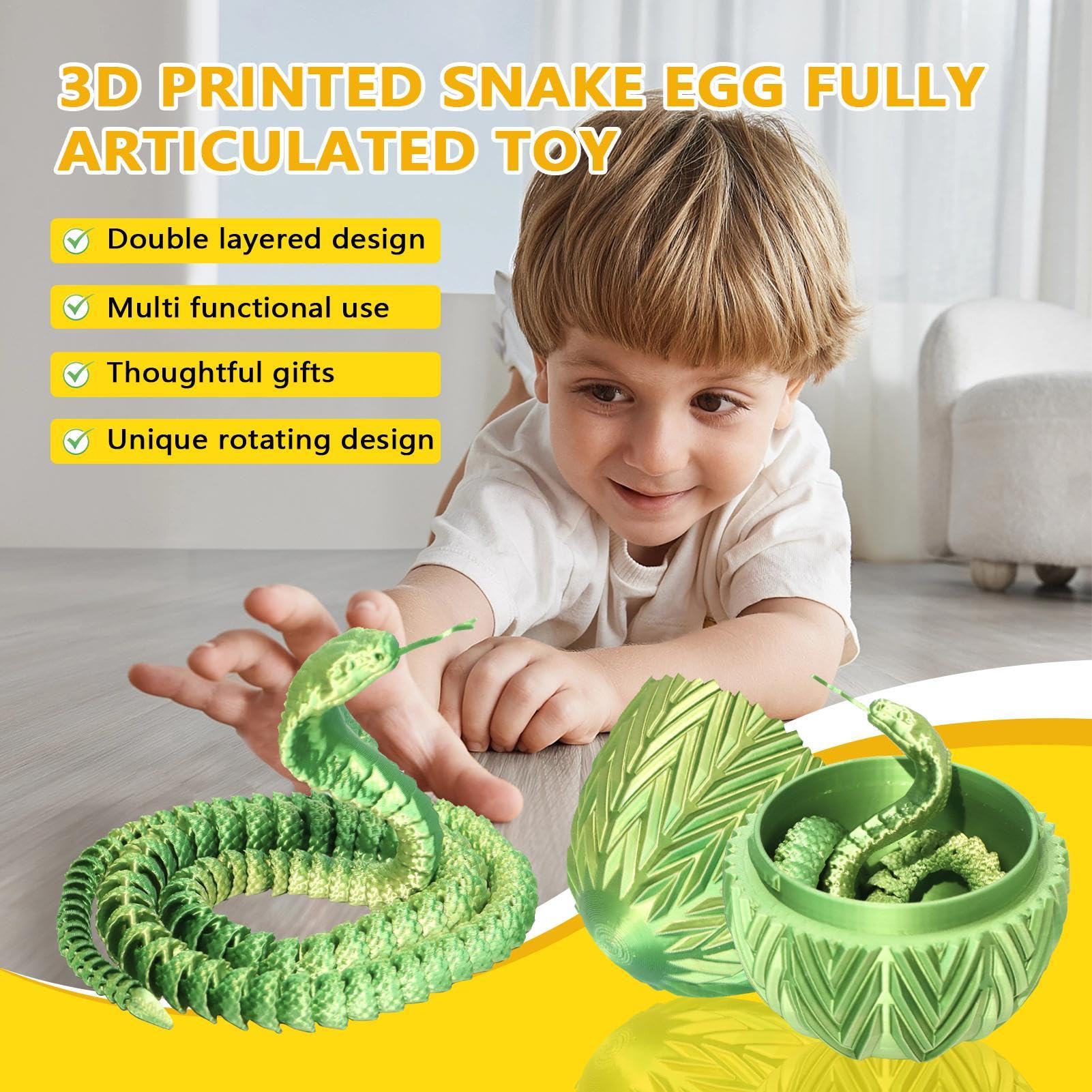 Produktbild von 3D-gedrucktes Schlangenei, Voll Bewegliche Schlange