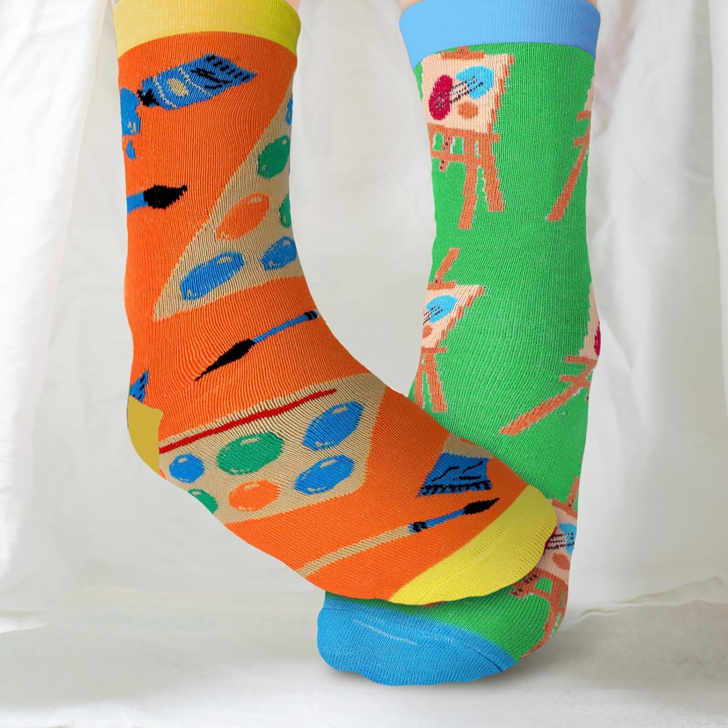 Suhine 6 Pairs Artist Socks for Women Men Funny Painter Socks with Palette Drawing Board Paintbrush Designs Art Gifts for Art Lovers Drawers Teachers Friends Families Birthday - Image 7