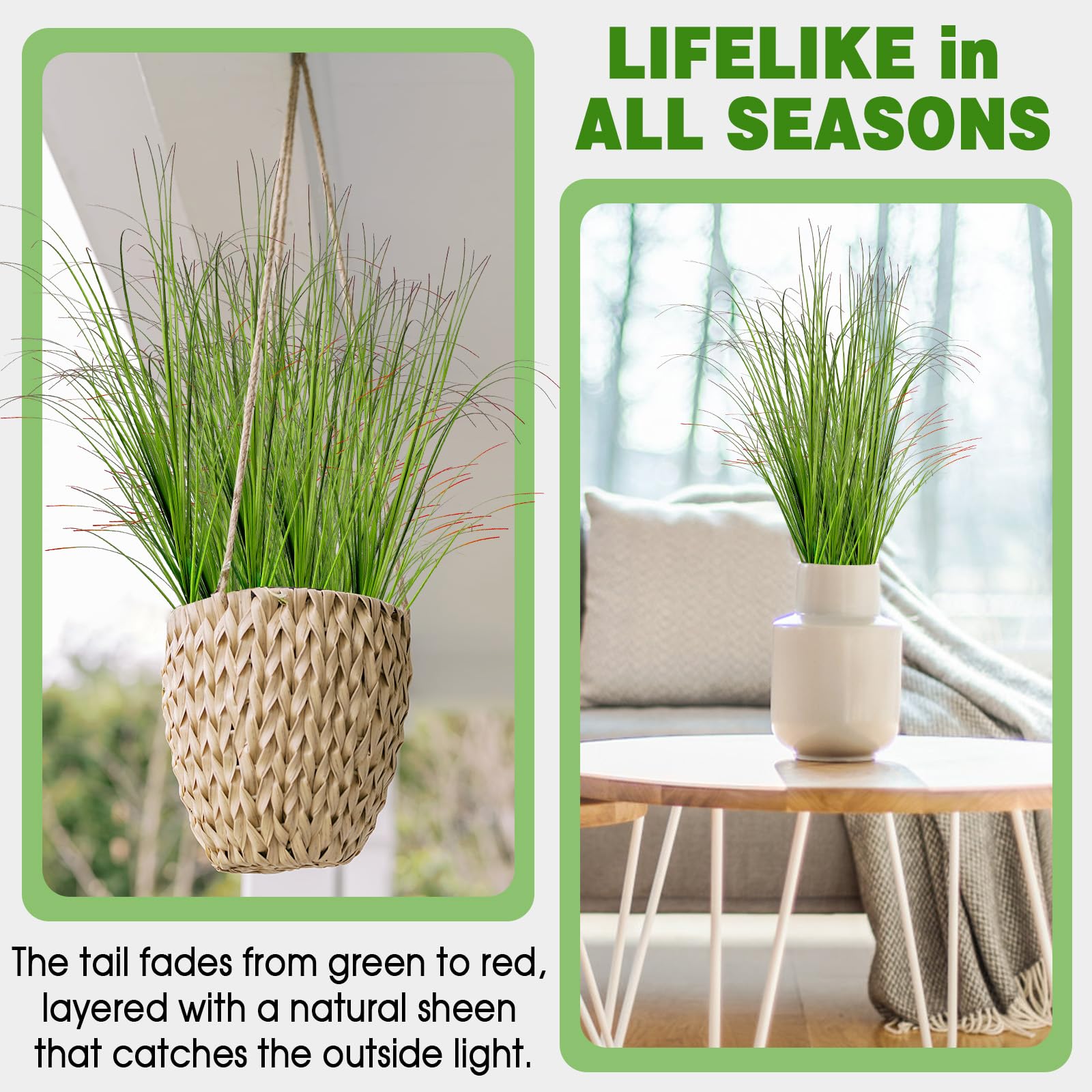 16 PZ Pianta Finta Esterno Artificiali, Pianta di Erba di Grano Artificiale Artificiali di Plastica Falsa Arbusti Verdi per Matrimonio Finestra Giardino Decorazione Esterna