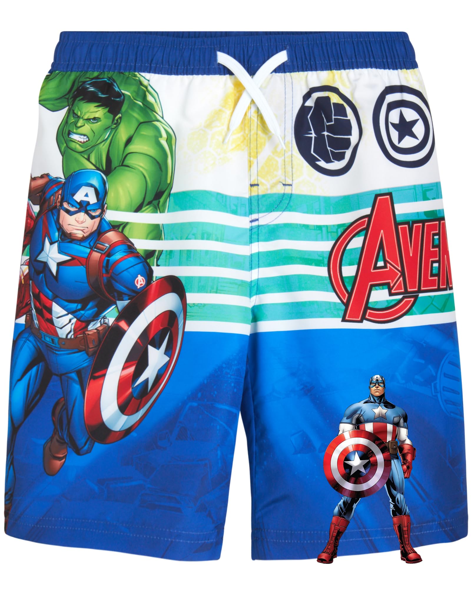 MarvelAvengers Boys' Swim Trunks - Spider-Man, Captain America, Hulk, Spidey UPF 50+ Quick Dry Swim Shorts for Boys (2T-12)
