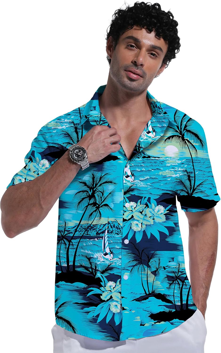 Hawaiian Shirt for Men Short Sleeve Tropical Floral Beach Shirts Casual Vacation Button Down Shirt for Summer - Image 4