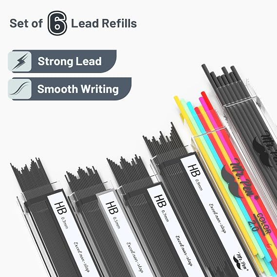 Mr. Pen- Metal Mechanical Pencil Set with Lead Refills & Erasers, 5 Pack