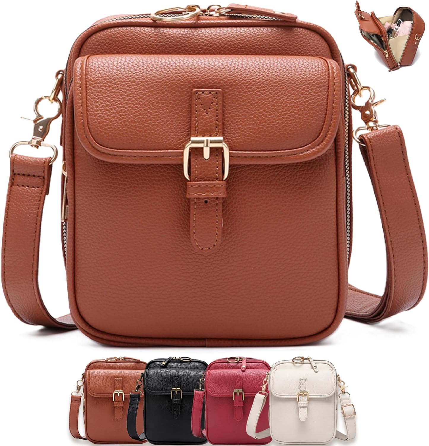 Crossbody Bags for Women Anti Theft, Vintage Faux Leather Travel Purses Small Shoulder Sling Messenger Bag, Large Capacity