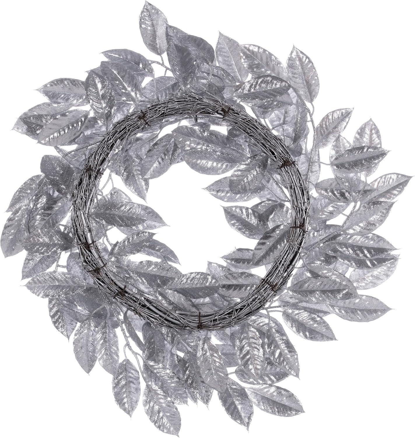 Vickerman 24" Silver Artificial Gardenia Glitter Wreath.