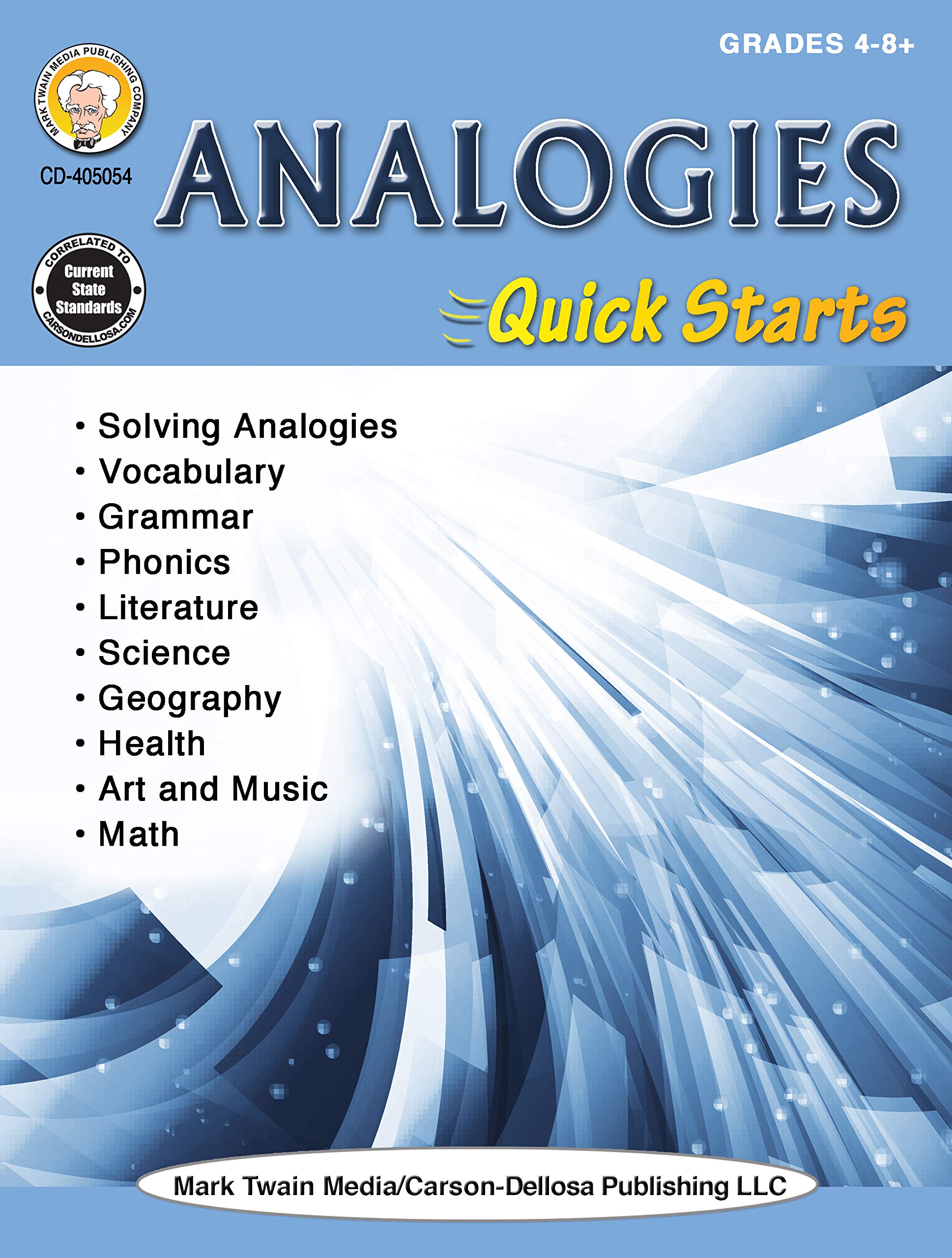 Mark Twain Analogies Language Arts Workbook, ELA for Grades 4 and Up, Phonics, Vocabulary, Grammar, Literature, Geography, Science, Math, and More, Classroom or Homeschool Curriculum