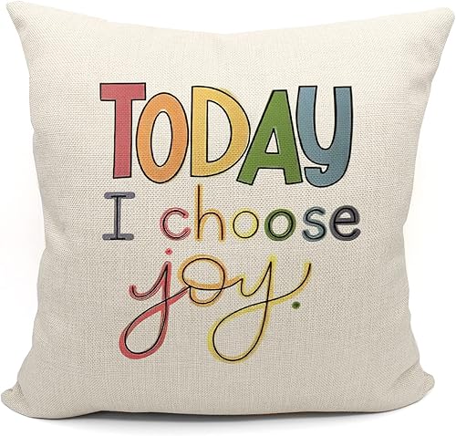 Mancheng-zi Funda de almohada con frase motivacional Today I Choose Happy Throw , regalos inspiradores para adolescentes y niños, 18 x 18 pulgadas,
