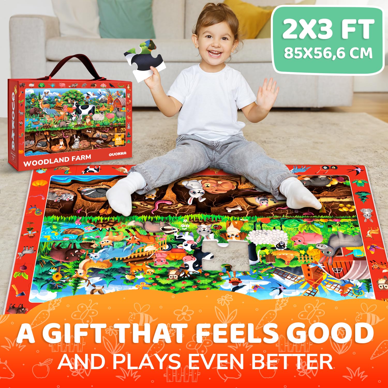 QUOKKA Floor Puzzles For 3 4 Year Olds, 60x90 cm 48 pc Giant Search and Find Jigsaws For Children Age 4 5 - Image 2