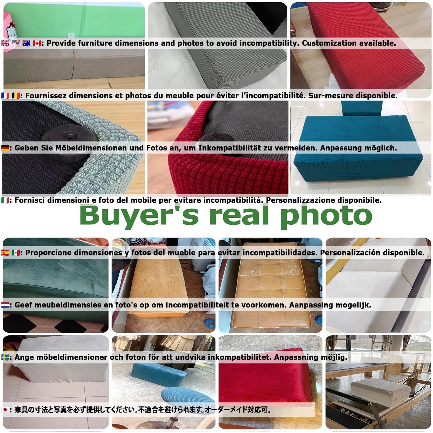 Hockerbezug rechteckig Samt Jacquard Husse Überzug hocker Bezug für Ottomane Fußbank Stretch Ottomane Bezug Rund Quadratische Rechteckige(#9,140x70-95cm)
