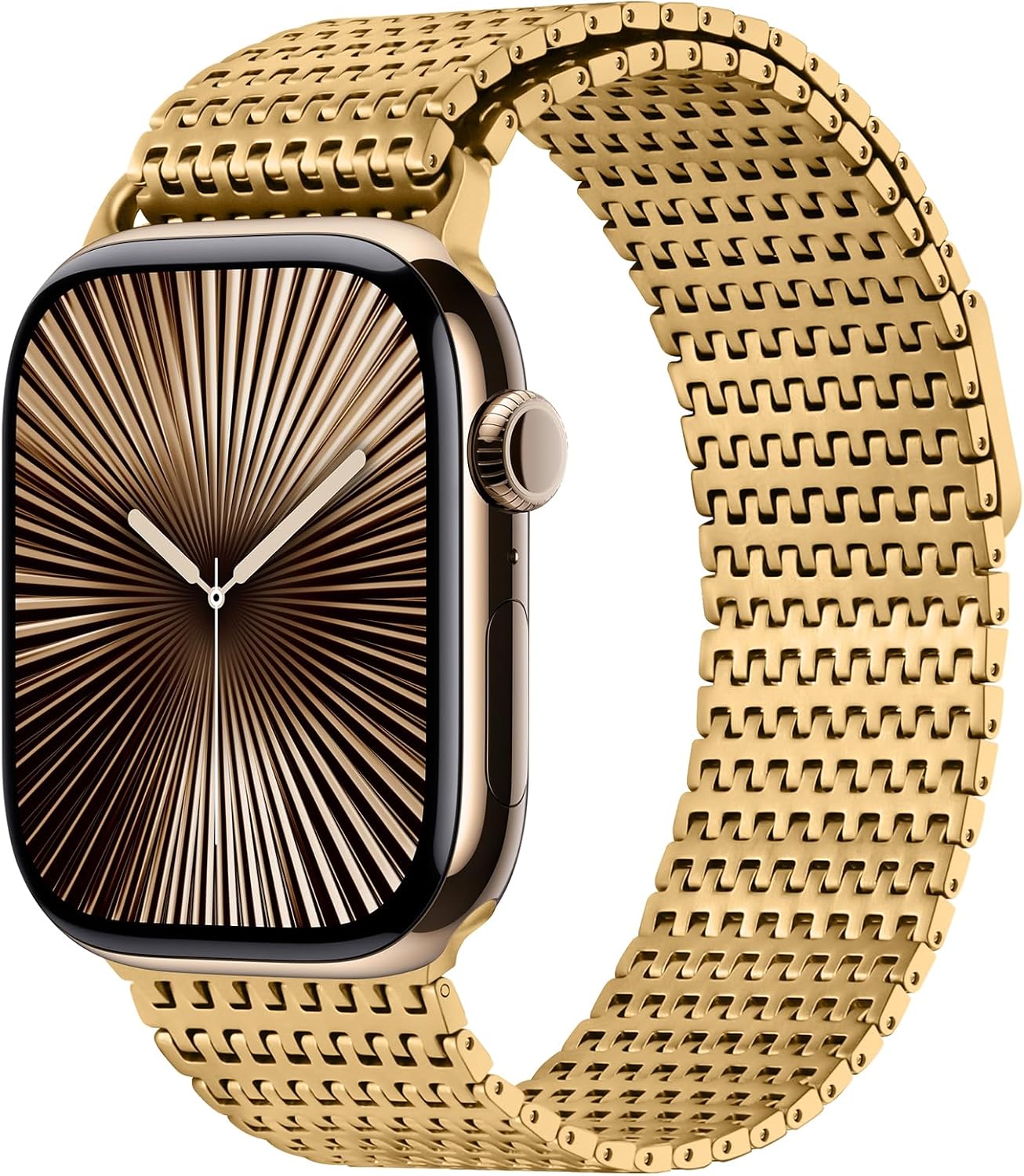 Anlinser Bands Compatible with Apple Watch Band 46mm 45mm 44mm 42mm for Women Men, Magnetic Metal Bands Stainless Steel Loop Strap Designed for iWatch Series 11 10 9 8 7 6-1 SE, Gold