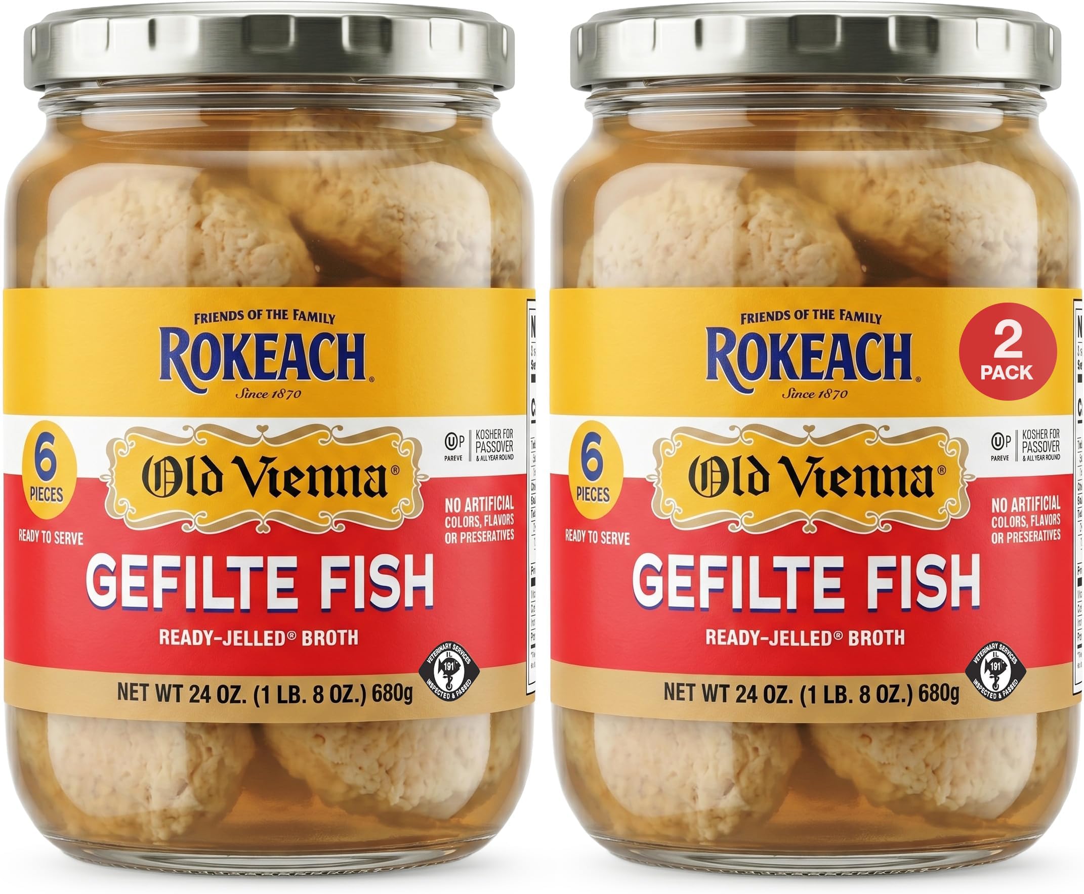 Rokeach Old Vienna Gefilte Fish 24oz "2 Pack" Delicious Sweet Recipe