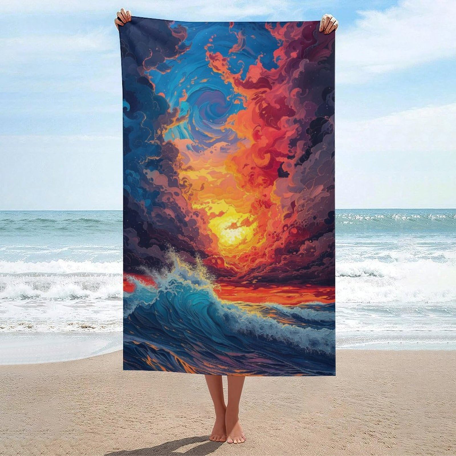Serviette de piscine compacte Ocean Sunset pour sport et camping