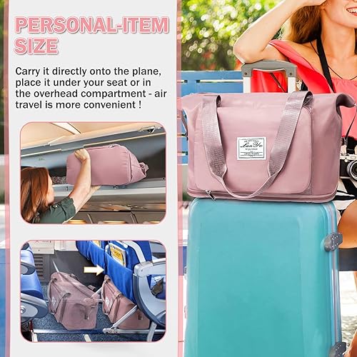 Miniatura 2 de Ranslen Bolsa de viaje plegable de gran capacidad, bolsa de viaje de expansión con separación seca y húmeda, bolsa de viaje portátil