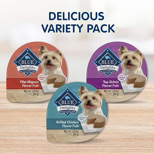 Miniatura 2 de Blue Buffalo Delights - Alimento húmedo natural para perros adultos de raza pequeña, estilo paté, pollo, solomillo superior y filete mignon, 3.5