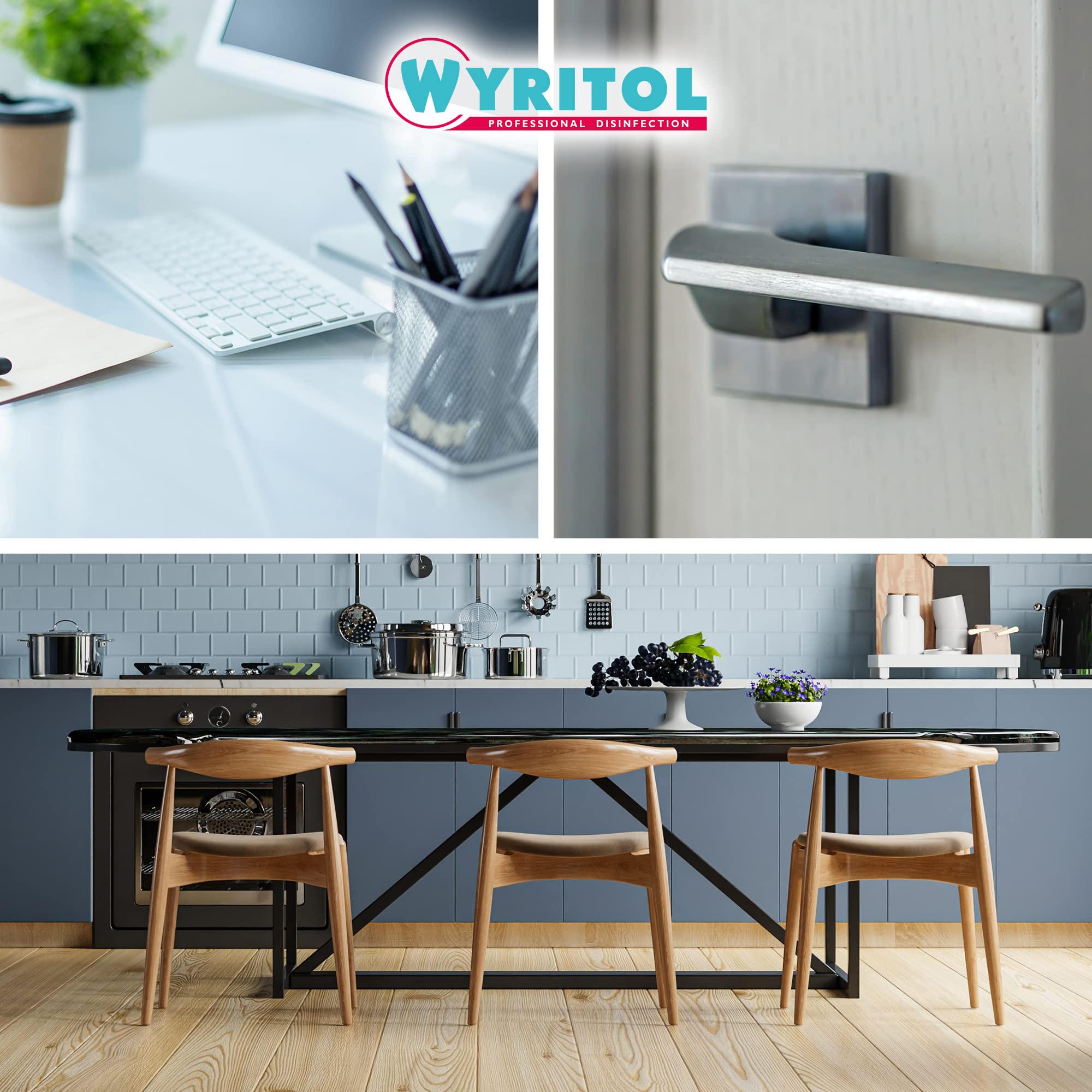 WYRITOL - Dégraissant désinfectant surfaces et sols - Bactéricide, virucide et levuricide - Sans javel - Contact alimentaire - 5L - Fabrication française