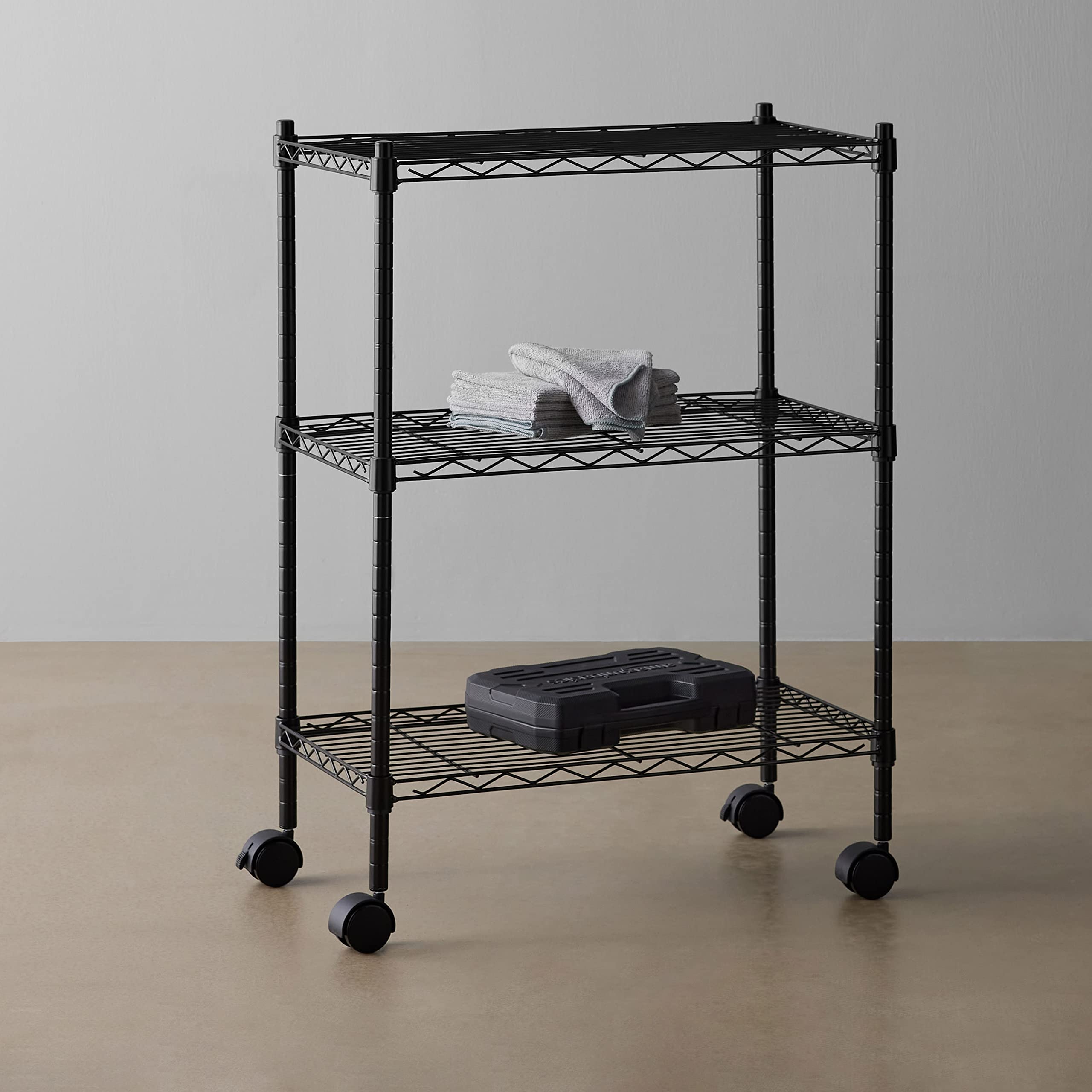 Buy Amazon Basics 3Shelf Storage Unit on Wheels with Height Adjustable Shelves and Adjustable