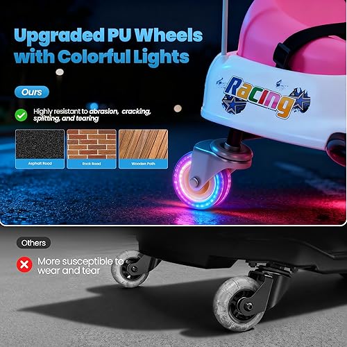 Miniatura 2 de Go Kart eléctrico de 24 V para niños a partir de 3 años, ruedas brillantes mejoradas, auto de interruptor de dos velocidades, antirvuelco con