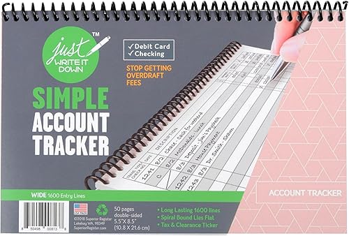 The Superior Register - Cuaderno de registro de cheques y tarjetas de débito, ideal para dar seguimientos a tus cuentas de manera sencilla