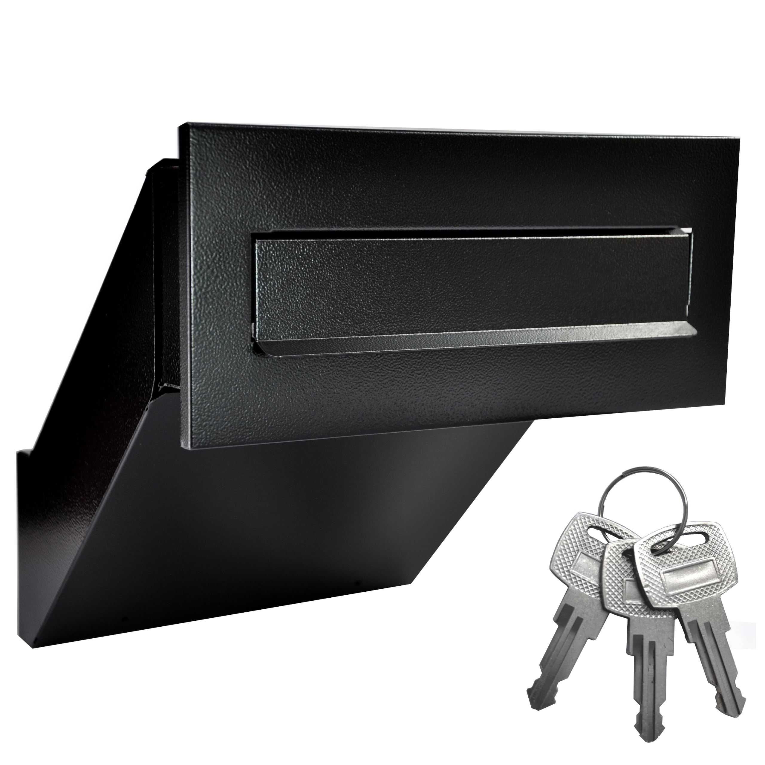 ALSTEN TECH Buzón de pared para tu casa u oficina – para muro – Buzón empotrable con placa para nombre, buzones en color negro antiguo A4 – Acero galvanizado RAL9017