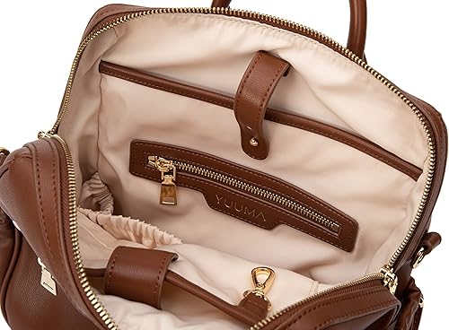 Miniatura 8 de YUUMA Mini mochila para pañales  Mujeres y mamás  Pequeña mochila de cuero vegano  Ligero y compacto (canela)