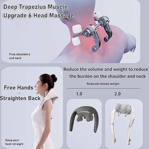 Miniatura 5 de Masajeador Shiatsu 2023 de espalda y cuello con calor, almohada eléctrica de masaje 3D de tejido profundo para hombros, piernas, pies y cuerpo