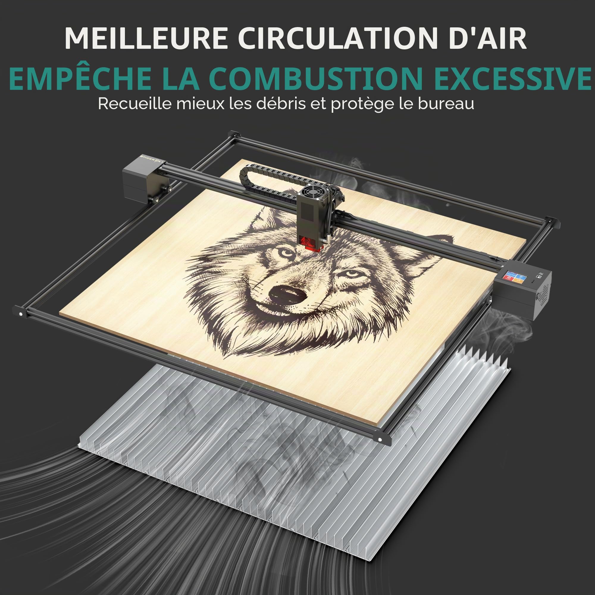 Puikos Lit laser en nid d'abeille 400 x 400 mm Table de travail en nid d'abeille pour machine de gravure laser/découpe laser, protection de bureau, assemblage libre, dissipation rapide de la chaleur