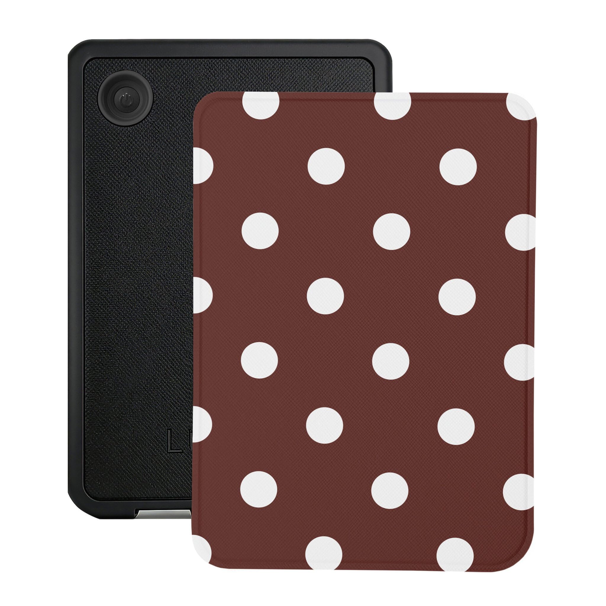 Lunso Compatible avec Kobo Clara BW/Clara Colour Case (6 pouces) - Housse Vegan Saffiano Cuir Sleep Cover - Vintage Dots