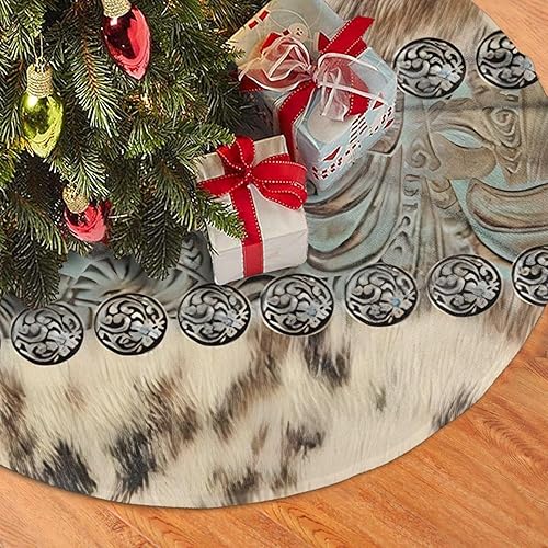 Miniatura 4 de Faldas rústicas de cuero para árbol de Navidad de cuero verde azulado occidental, decoraciones de Halloween, suministros de fiesta de Navidad,