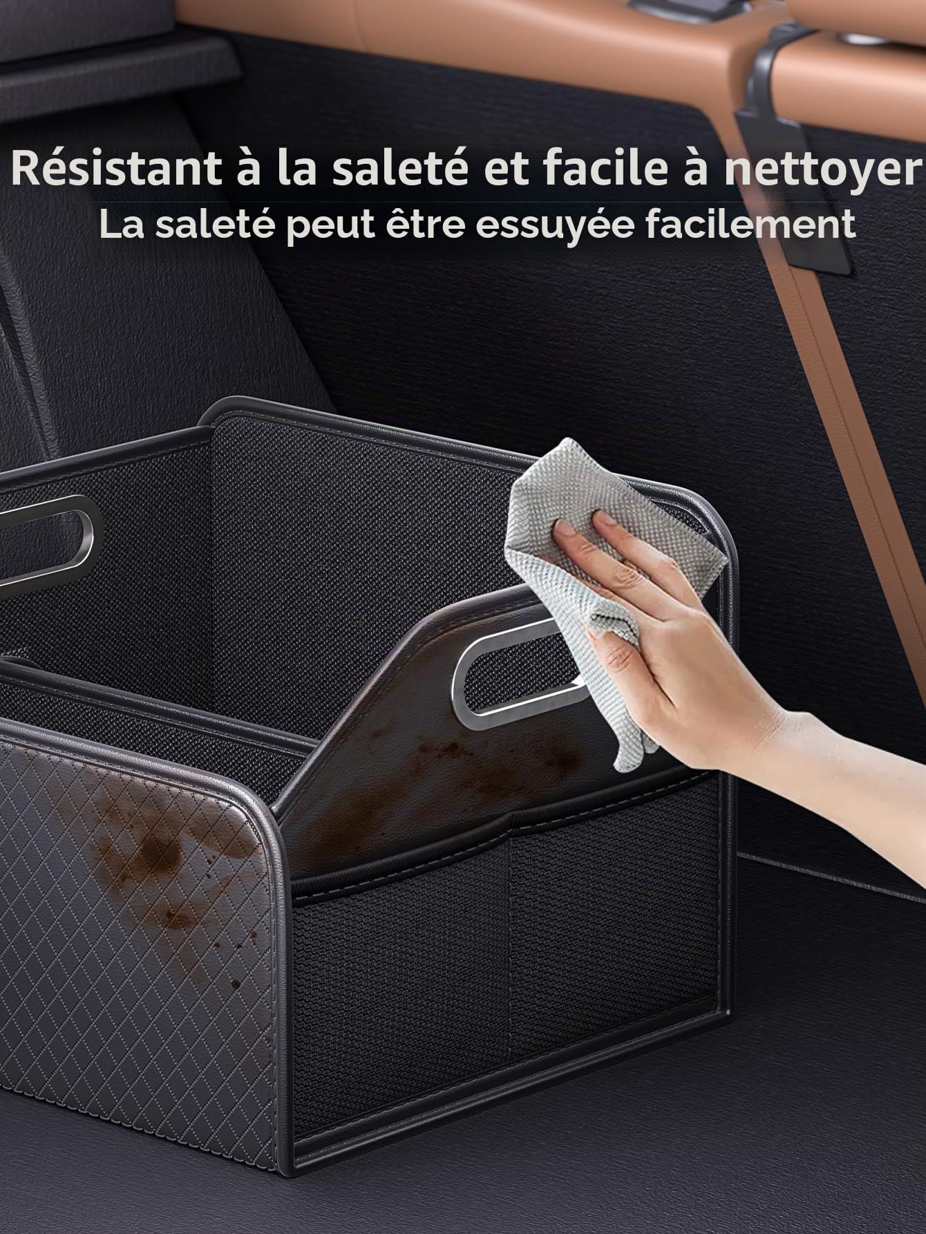 Organiseur de coffre en cuir pliable, boîte de rangement pour coffre pour SUV, organisateur de coffre pour SUV/Jeep/Berline, accessoires de voiture robustes pour outils de camping pour hommes