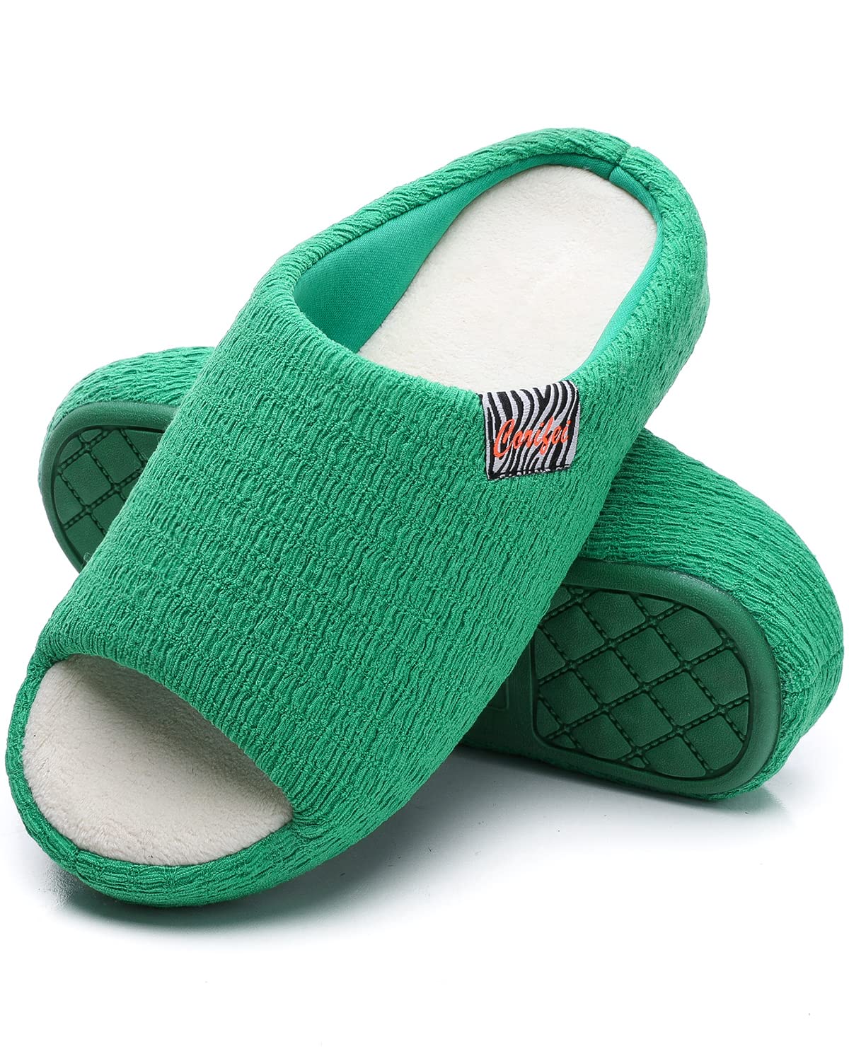 CorifeiSoft Slippers for Women with Memory Foam Two-Tone Bedroom House Shoes with Rubber Sole Indoor