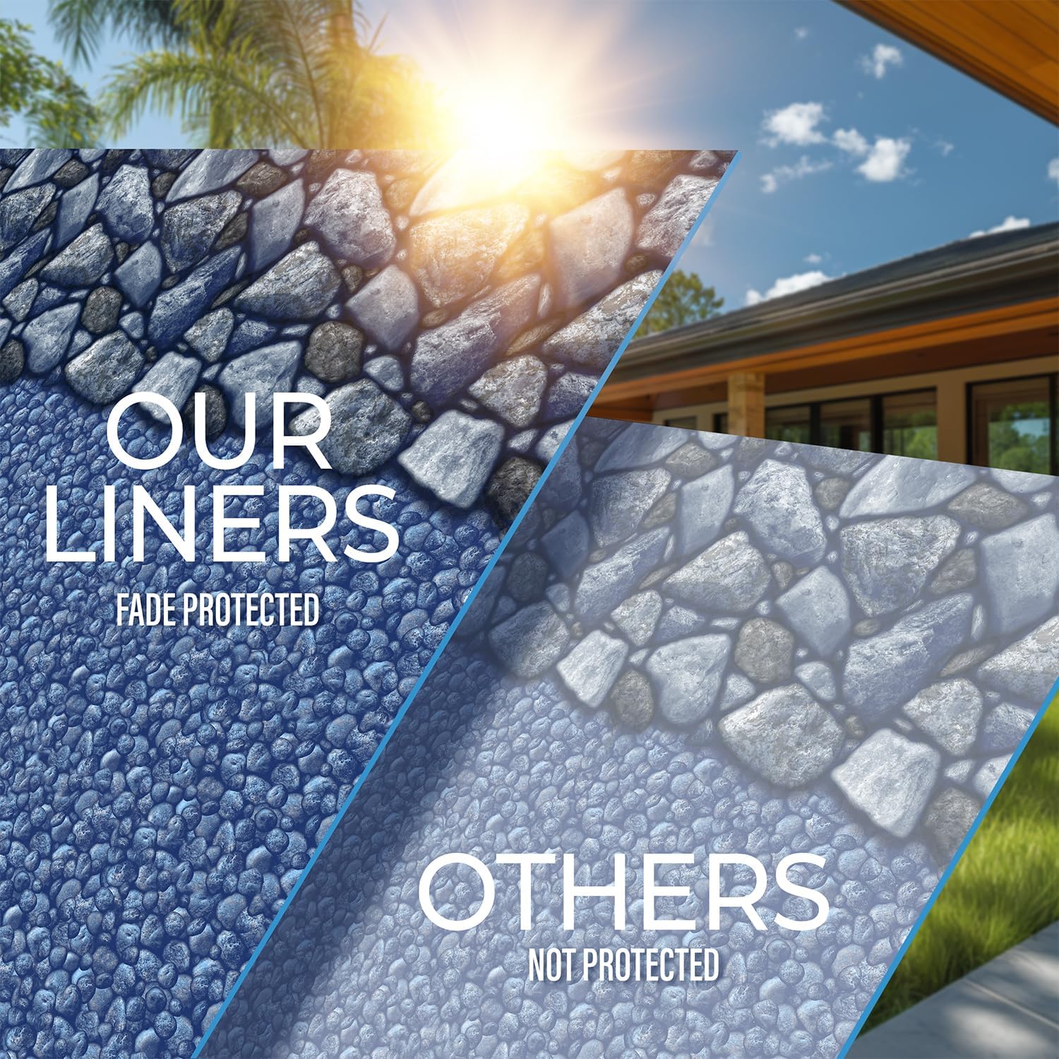 24 Foot Round Pool Liner for 48 and 52 Inch Above Ground Swimming Pools - Overlap Pool Liner, Standard Gauge, Durable Vinyl, for Steel Sided Above Ground Pools, Boulder Beach