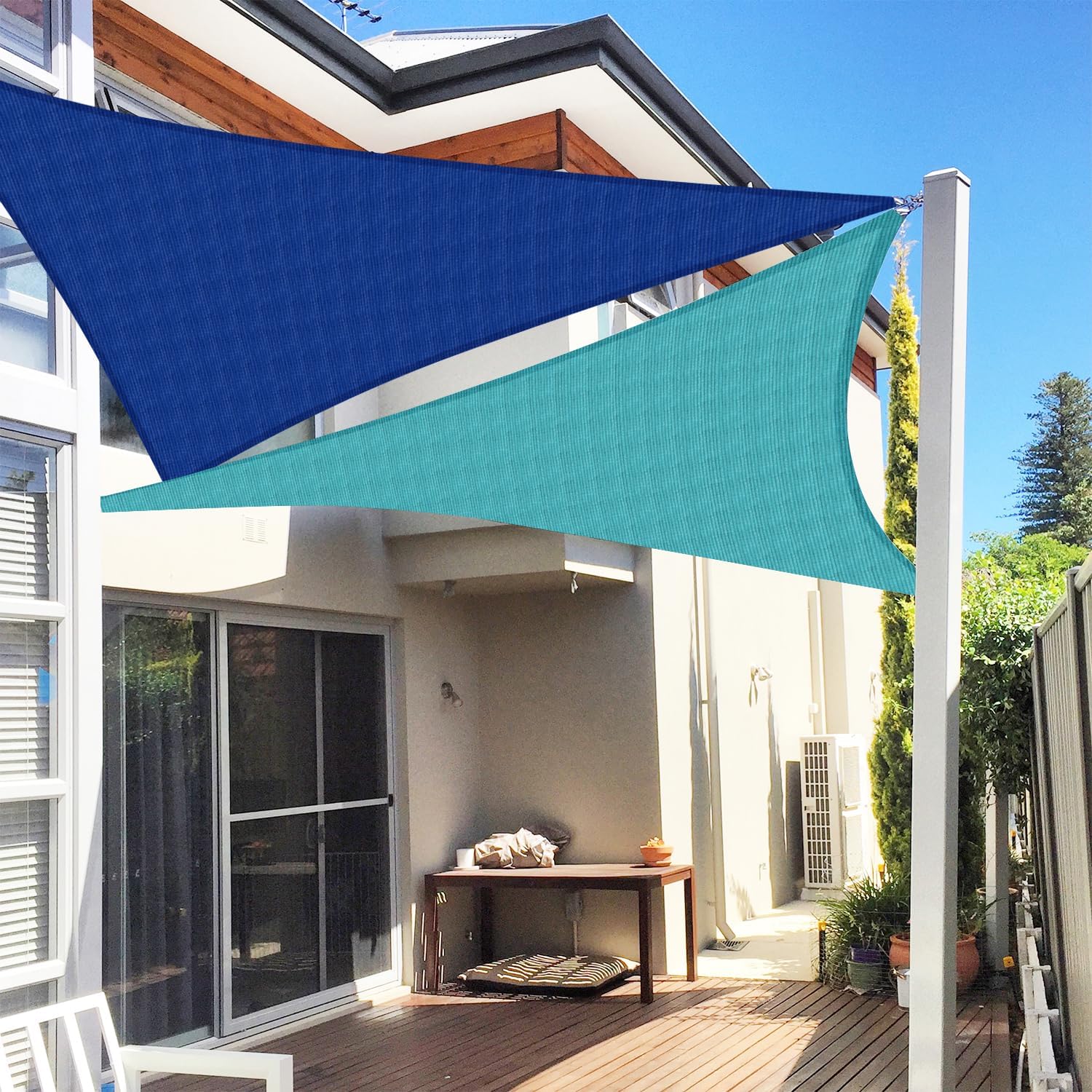 E&K Sunrise 12' x 12' x 17' Sun Shade Sail Right Triangle Canopy Shade Cover UV Block for Patio Backyard Garden Outdoor (Turquoise)