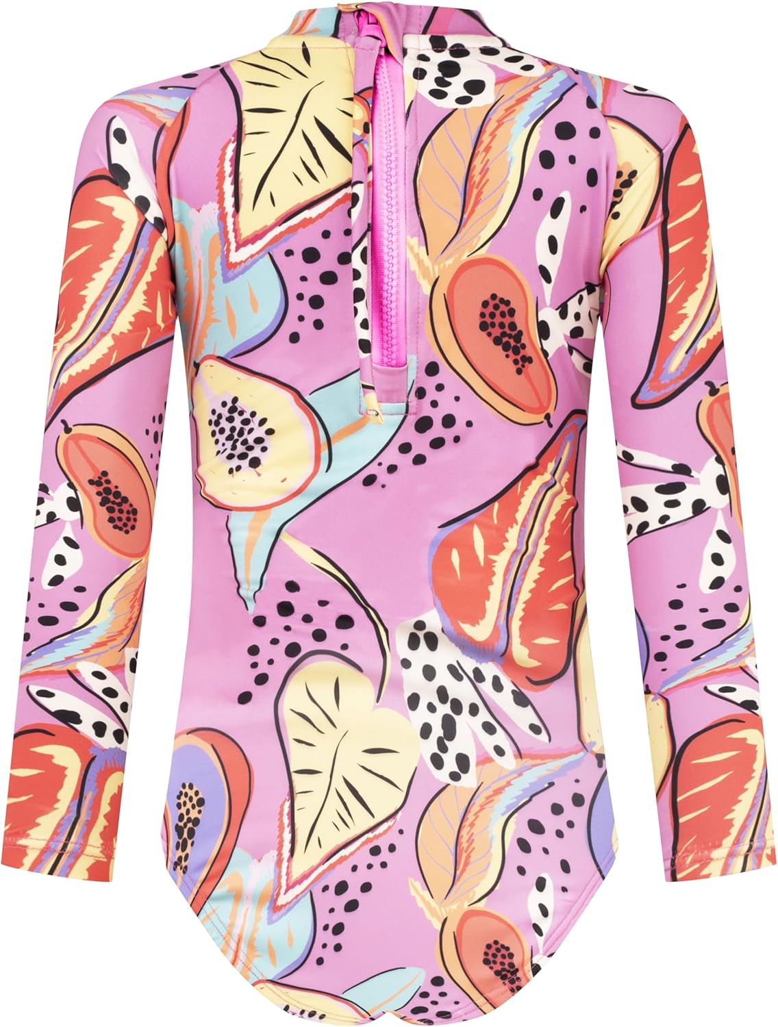 Girls Long Sleeve Swimsuit - UPF 50+ Chlorine Resistant Zip-Back Girls' Swimwear | Size 6-12