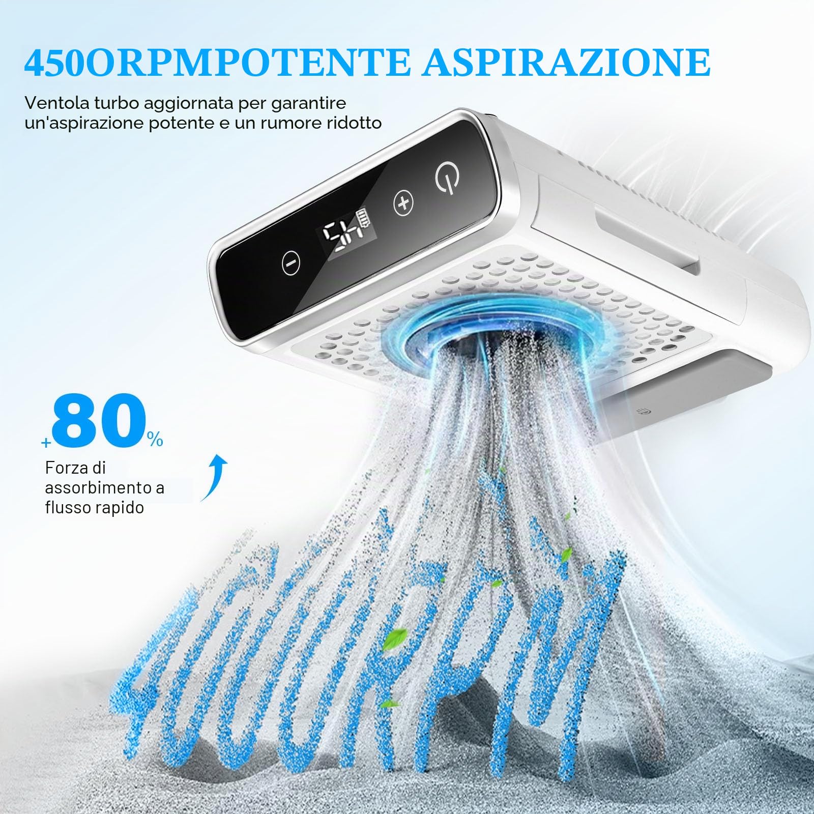 Aspiratore per Unghie Senza Fili da 80 W, aspiratore per Unghie Ricaricabile, aspirapolvere per Unghie con Potente Ventola di aspirazione per Manicure, Regolare L'Aspirazione