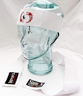 MARTIAL ARTS HEADBAND Takashi KENDO Tenugui Samurai YING YANG DRAGON (Hachimaki -Cotton Ninja Shinobi HeadBand For Men/Women/Children KARATE KID
