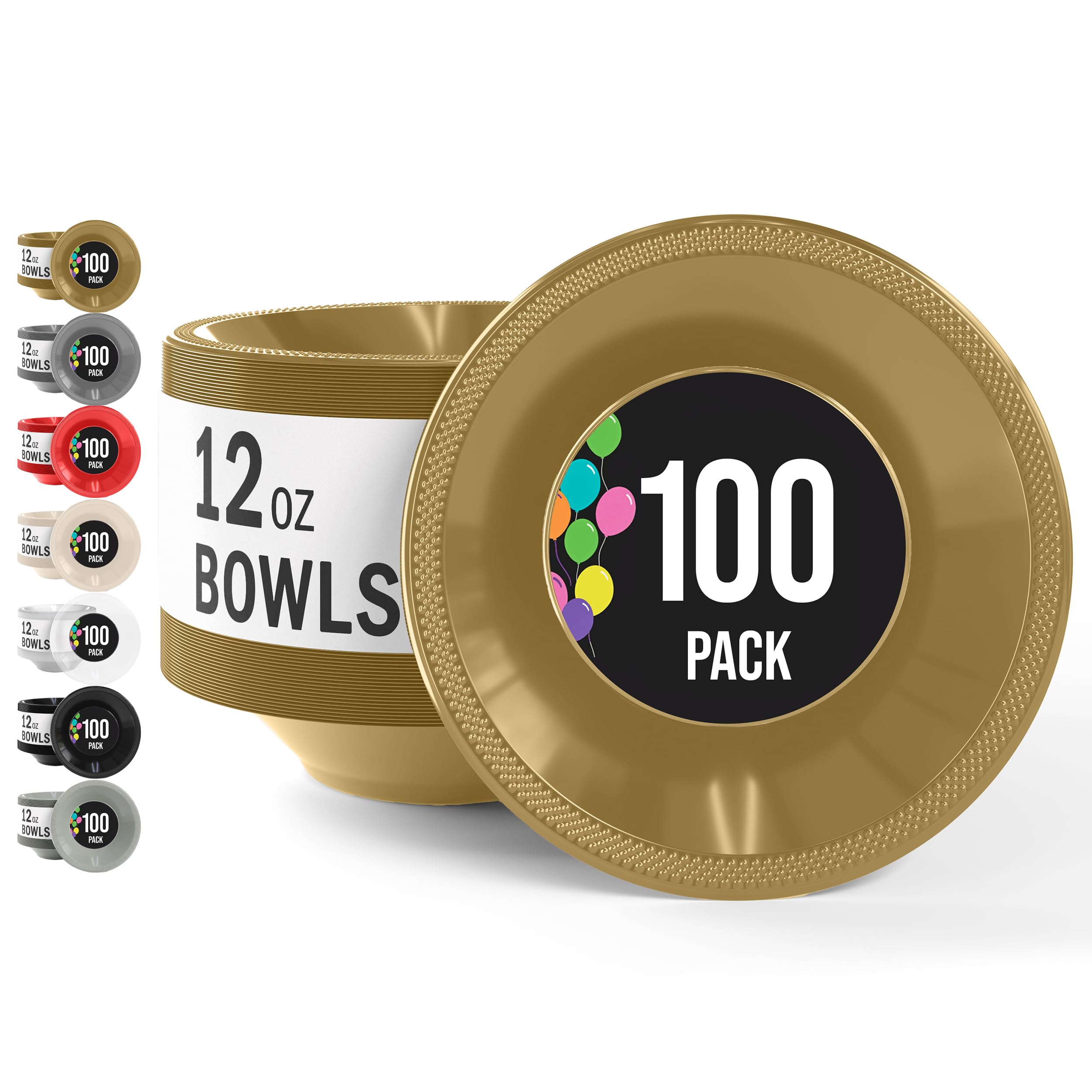 Gold Plastic Bowls - 100 Disposable Soup Bowls -1