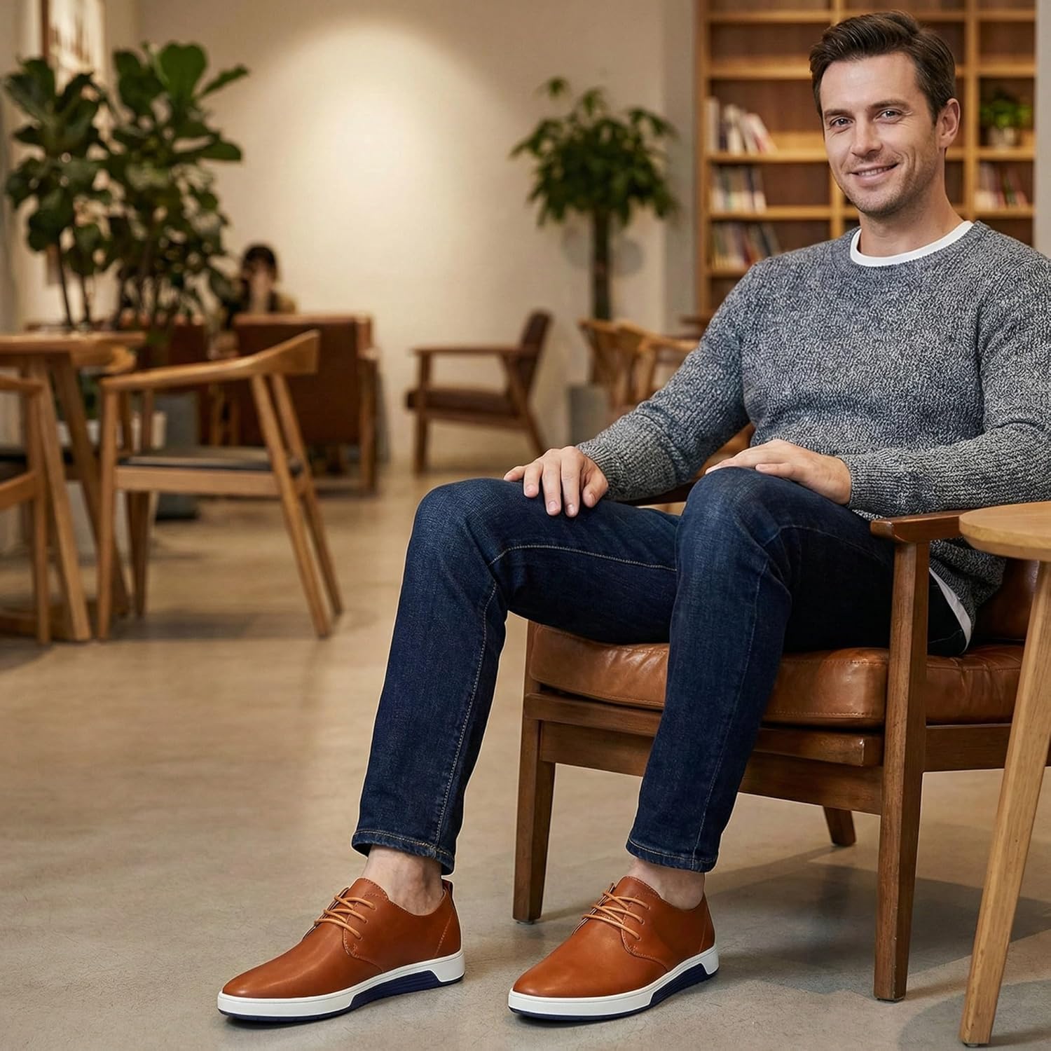 konhill Men's Casual Oxford Shoes - Breathable Dress Shoes Loafers Lace-up Flat Sneakers - Image 4