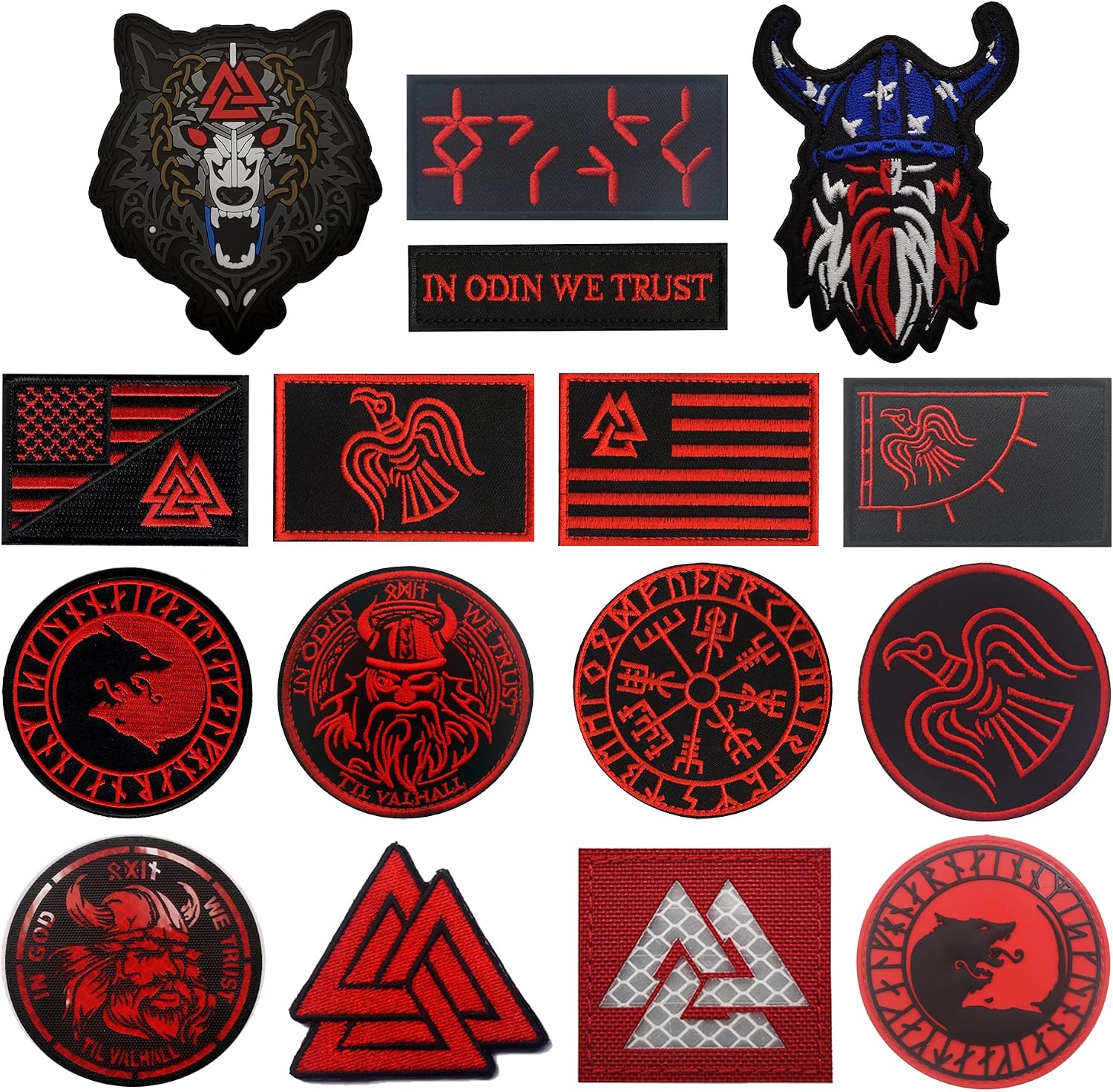 2 PCS AliPlus Viking Patches Viking Wolf Patch Odin Wolf Valknut PVC Patches Tactical Morale Patch Hook Backed(2P02)