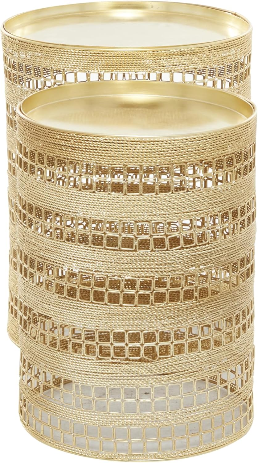 Deco 79 Metal Side End Accent Table End Table, Set of 2 Side Table 18", 17"H, Gold