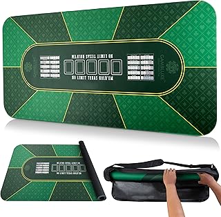 GAMBLUXE Professionelle Pokermatte für den Tisch, glatt, wasserabweisend, Pokeraufsatz für Tisch, rutschfest, tragbar, Texas Hold'em, Pokermatte mit Trage-/Aufbewahrungstasche für Pokerspiele, 177,8 x